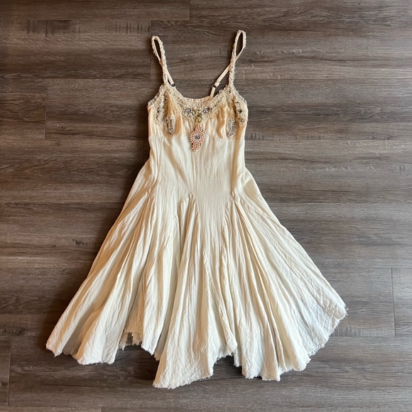 Free People Dresses & Skirts - Vintage Free People One Cream Beaded Lace Ethereal Dress